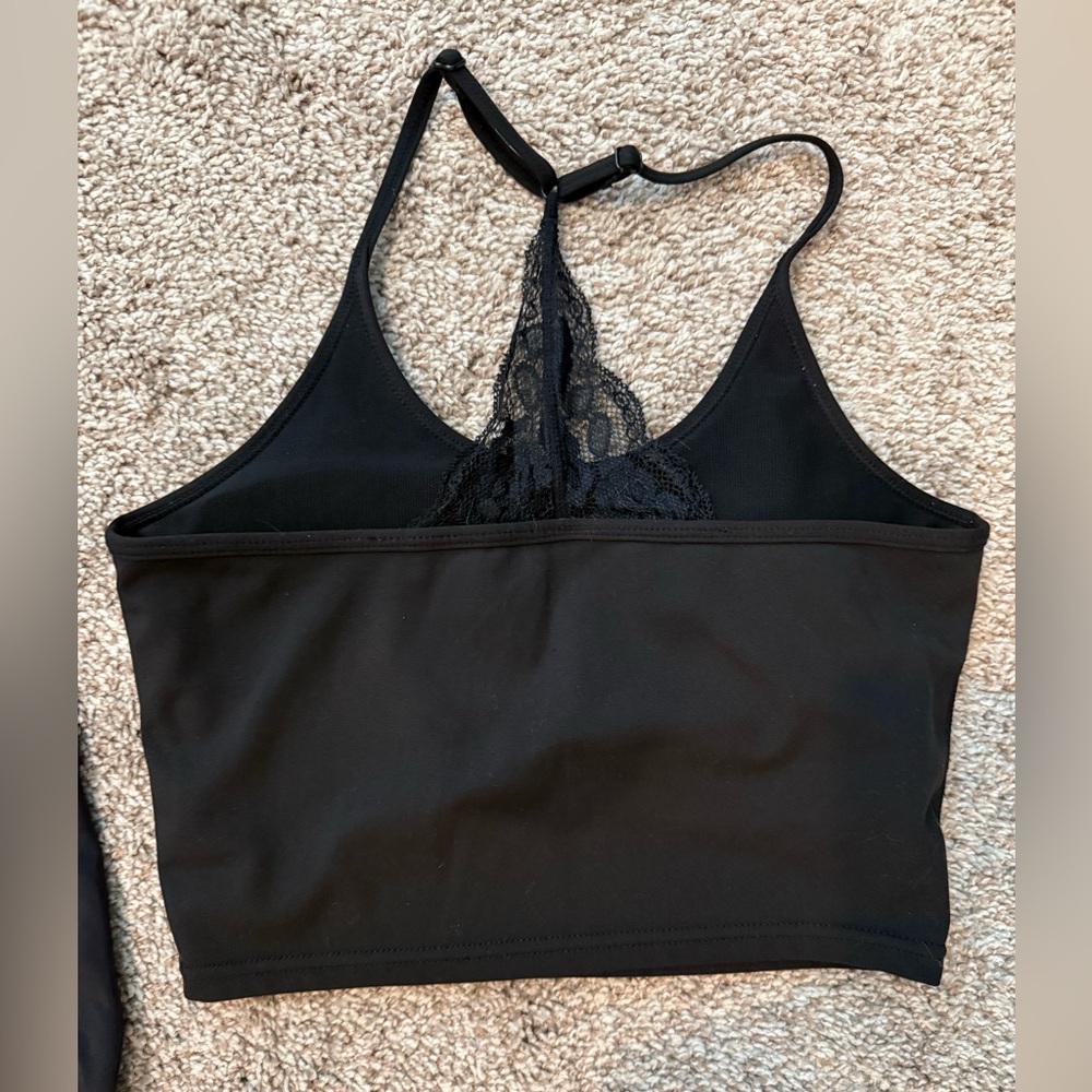 Mono B Black Lace-Trim Athletic Tank & sports Bra - Picture 9 of 13